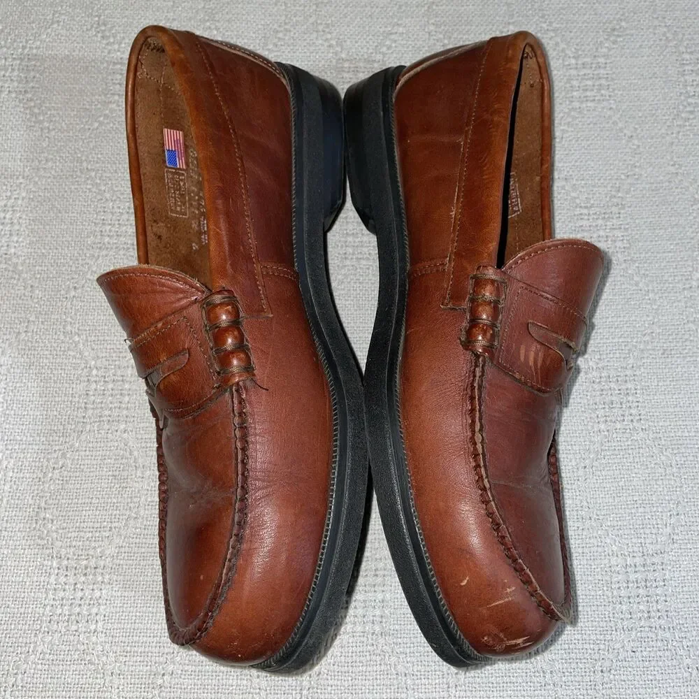 Iron Age Men’s Penny Loafers Size 9 D Brown Leather Workwear Safety Toe